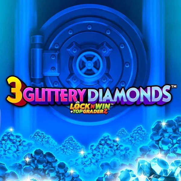 Official Slots logo: 3 Glittery Diamonds by PearFiction Studios at Casoola Casino